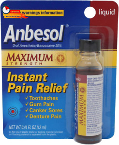 Benzocaine 20% Oral Anesthetic Instant Fast Pain Relief Liquid 0.41 Oz