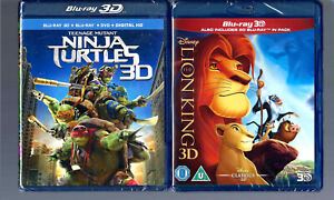 THE LION KING BLU-RAY 3D/2D & TEENAGE NINJA TURTLES BLU-RAY 3D + BLU-RAY DVD NEW