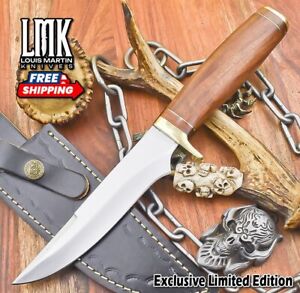 Hot Item Hunting Skinner Knife 440C Steel Walnut Wood Brass Guard Tactical Rare