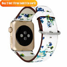 For Apple Watch Series SE 7/6/5/4/3/2 Floral Leather Band Strap 38/40/42/44mm