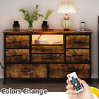 Dresser TV Stand with LED Light Power Outlet Bedroom Chest of Drawer for 55'' TV