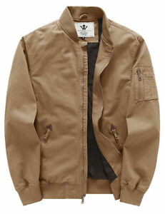 WenVen Men's Bomber Jacket Lighweight Military Filed Cotton Work Jacket Zip Up