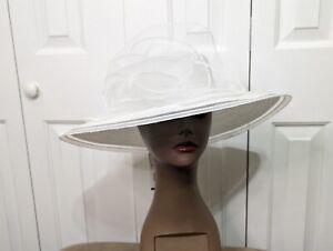 Bellissimo Millinery Hat Collection Snow White Sinamay Wide Brim Adjustable