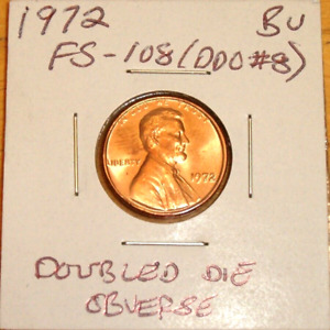 1972 Doubled Die Obverse # 8 (FS-108) Lincoln Cent - Brilliant Uncirculated - L3