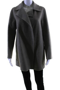 Theory Womens Taupe Brown Wool Open Front Long Sleeve Coat Jacket Size P