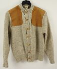 Vintage Cabela's Men's Medium Beige Wool Suede Padded Hunting Cardigan Sweater
