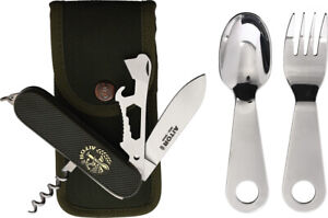 Aitor Campaign Kit Green Folding Stainless Pocket Knife & Utensils Set 16029