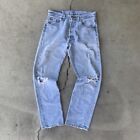 Vintage 90s Levis 501 32x30, Made In USA Button Fly Faded Ice Blue Kurt Cobain