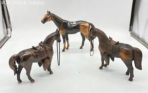 New ListingLot Of 3 Souvenir Copper Brass Horse Figurines -Wisconsin, Long Beach California