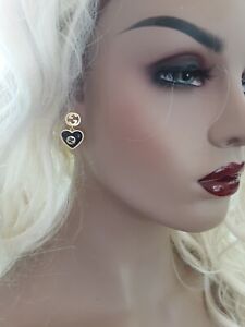 GUCCI  Earrings gold & black  logo GG box & duster
