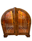 Arched Art Deco China Cabinet Curio Rare Gull Wing Double Locking Doors Lighted