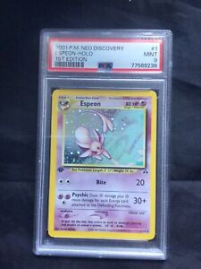Pokemon Cards: 1st Edition Neo Discovery Rare Holo: Espeon 1/75: PSA 9