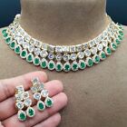 Bollywood Pakistani Indian AD CZ Choker Necklace Gold Plated Fashion Jewelry Set