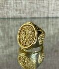 Men's Handmade  Virgin Mother Mary Ice Out Rings 14k GOLD Steel Ring Size 6-13