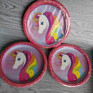 Unicorn Birthday Party Plates LOT/3  8.75
