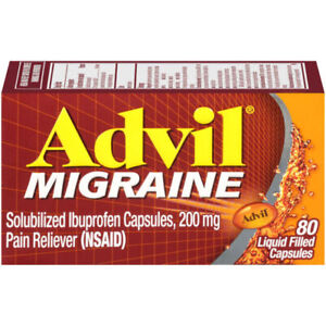 Advil Migraine Pain & Headache Reliever Ibuprofen, 200 MG Liquid Capsules, 80 Ct