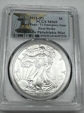 2021 (P) SILVER EAGLE PCGS MS69 FS EMERGENCY ISSUE STRUCK AT PHILADELPHIA TYPE 1