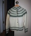 Vtg William Schmidt Norwegian Wool - Hand Knit Fair Isle Cardigan Sweater Green