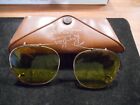 Vintage Ray Ban 50mm Gold Yellow Lens Clip Sunglasses With Ray Ban Case