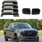 Gloss Black Door Handles + Mirror Covers Set For Ford F250 F350 2017-2021 6PCS