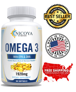 Omega 3 Fish Oil Capsules Triple Strength Joint Support 1920 mg EPA & DHA