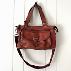 Vintage Red Leather Fossil Bag Multi-Pocket Crossbody Convertible Tassel Bag