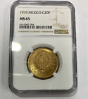 1919 MS65 20 Pesos Mexico Gold Coin Graded NGC (Pop: 2, Only 1 Graded Higher)