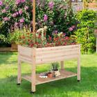 Raised Planter Box with Legs Wheels Outdoor Elevated Garden Bed for Vegetable
