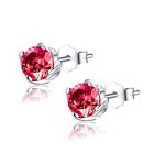 Simulated Round Ruby Sterling Silver Stud Earring Valentine's Day Gift For Women
