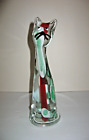 Murano Tall Cat Art Glass Figurine with Sticker 9.5