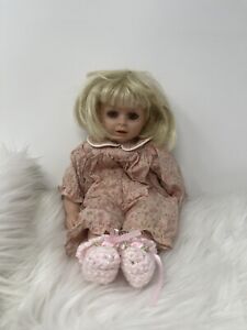 My Twinn Cuddly Sisters Cloe 1997 Doll Blonde Hair Brown Eyes Floral Dress  14”