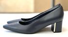 NEW CALVIN KLEIN Women's Leather shoes block heel Size 9.5 Navy Pumps