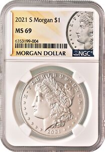 2021-S Morgan Silver Dollar  $1 Gem Brilliant UNC NGC MS69