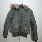 Fubu Ladies Collection Hooded Puffer Jacket Fur Lined Hood Size L Vintage Y2K
