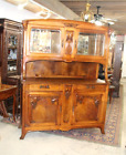 French Antique Burled Walnut Art Nuovo  Buffet Cabinet / Hutch