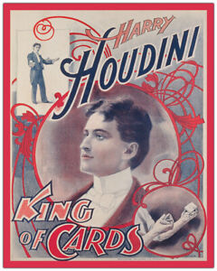 HARRY HOUDINI King of Cards ca 1900 Litho Vintage Advertisement Restoration