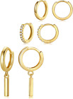 Small Gold Hoops Huggie Earrings for Women 14K Real Gold Plated Dainty Cubic Zir