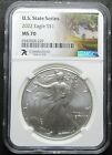 2022 CONNECTICUT STATE SERIES AMERICAN EAGLE 1 OZ FINE SILVER DOLLAR NGC MS 70