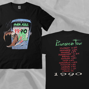 Overkill Thrash Metal Vintage 90 European Tour Black Double Sided T-Shirt