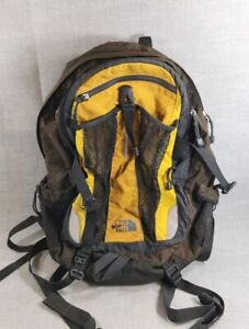 The North Face Recon Backpack Black Yellow Hiking Outdoors School Bag Nylon