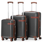 3 Piece Hardshell Luggage Set Travel Spinner Suitcase Lightweight TSA Lock Gray