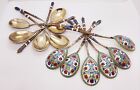New ListingSet Of 12 Antique Russian 84 Silver Enamel Spoons 168 Grams