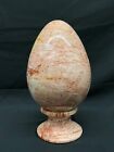 LARGE Vintage Polished Marble Onyx Egg on Pedestal Stand 11+ Pounds; Mint