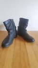 HABAND! Black Leather Zip-Up Winter Fur-Lined Ankle Boots - Size 8.5M