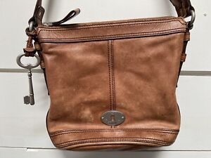 Fossil Maddox Womens Brown Leather Crossbody with Key