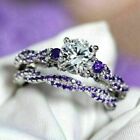 3Ct Round Lab Created Diamond Sapphire Women Wedding Ring 14K White Gold Plated