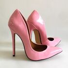 Women Patent Leather Pumps Super High Heels Big Size 48 Stilettos Party Shoes