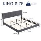 New ListingFull/Queen/King Size Upholstered Platform Bed Frame with Upholstered Headboard