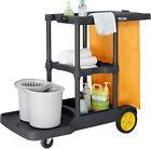 Commercial Cleaning Janitorial 3-Shelf Cart, 500 Lbs Capacity Housekeeping Cart
