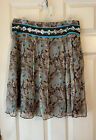 Free People Skirt 100% Silk, Boho, Lined, Sequin Embellished Floral Size 6